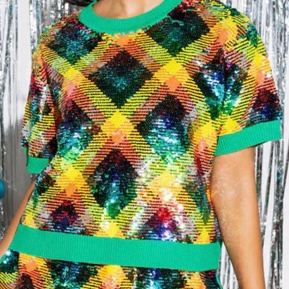 Queen of Sparkles short sleeve sweater top size small - Picture 2 of 5